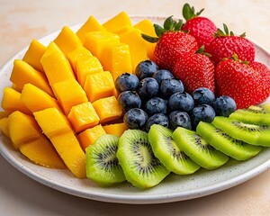 Vibrant Fruit Platter with Fresh Mango and Berries