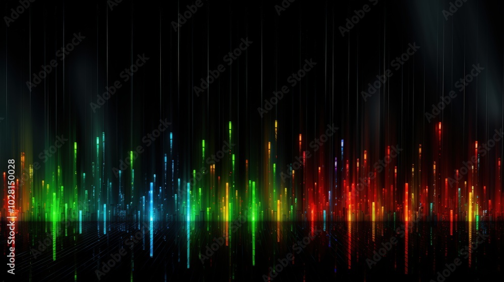 Poster a vibrant abstract background with luminescent highlights and glittering reflections on a dark backd