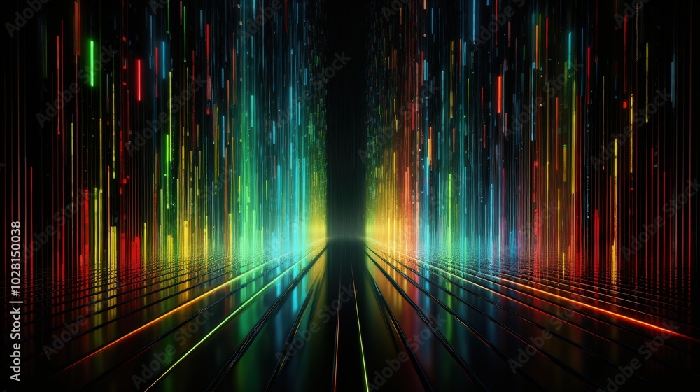 Aufkleber a vibrant abstract background with luminescent highlights and glittering reflections on a dark backd