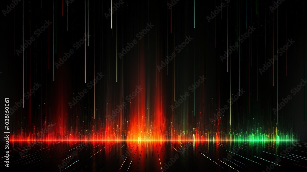 Poster a vibrant abstract background with luminescent highlights and glittering reflections on a dark backd