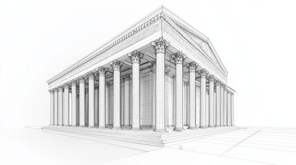 Obraz premium Minimalist Government Building in Geometric Style