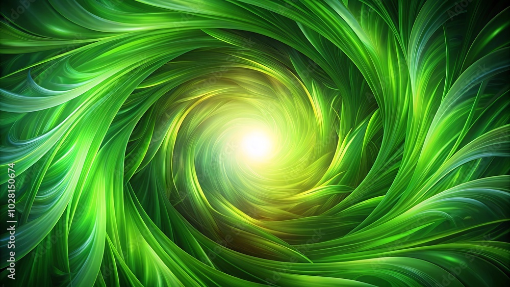 Sticker Abstract Green Swirling Vortex of Light and Nature