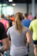 Obraz premium Local gym running an emergency evacuation drill, trainers guiding members on how to exit safely and quickly