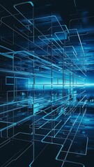 Obraz premium Abstract blue technology digital grid background image