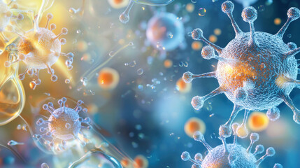 Obraz premium Microscopic View of Virus Cells