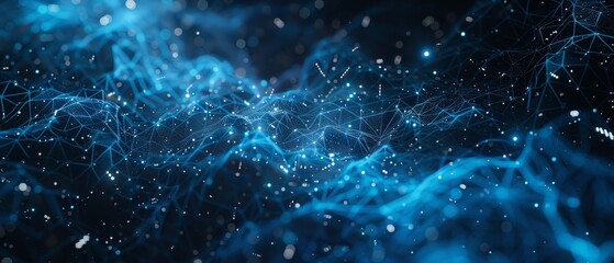 Wallpaper Abstract network structure with connecting dots and lines forming a futuristic technological background