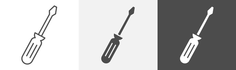screw driver icon Logo art vector in outline