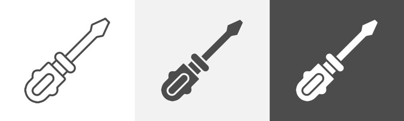 screw driver icon Logo art vector in outline