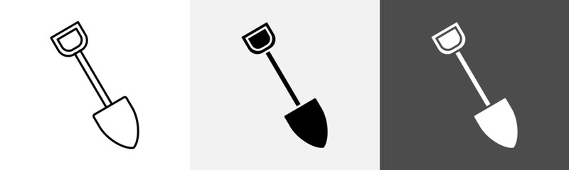 shovel icon Logo art vector in outline