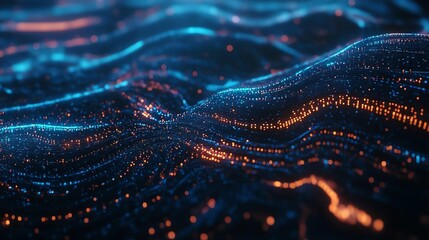 Futuristic digital waves with glowing lines