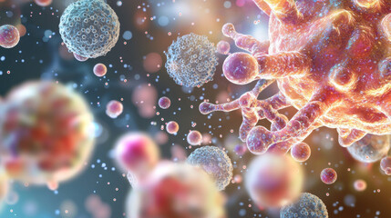 Microscopic View of Virus and Cells