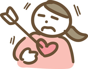 ハートに矢が刺さる女性