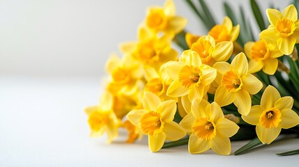 Obraz premium Yellow narcissus flowers isolated on white background Copy space : Generative AI