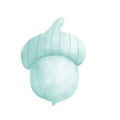 Acorns and Oak Leaves Isolated on White