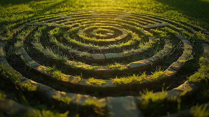 Naklejka premium Peaceful labyrinth walking meditation