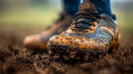 Close-Up of a Muddy Football Cleat