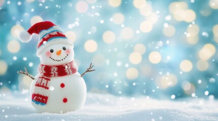 Obraz premium Smiling Snowman in Winter Wonderland