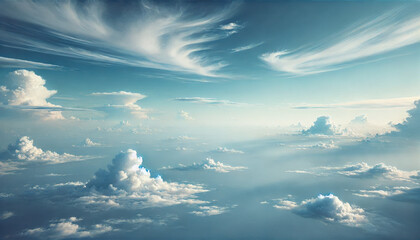 Expansive View of the Sky with Majestic Cirrus Clouds Floating Above a Tranquil Horizon
