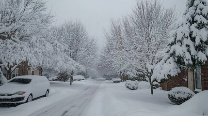Snow storm on a busy Christmas day, capturing the hustle and bustle of holiday shoppers amidst a blizzard. The scene features pedestrians bundled up in winter clothing, 
