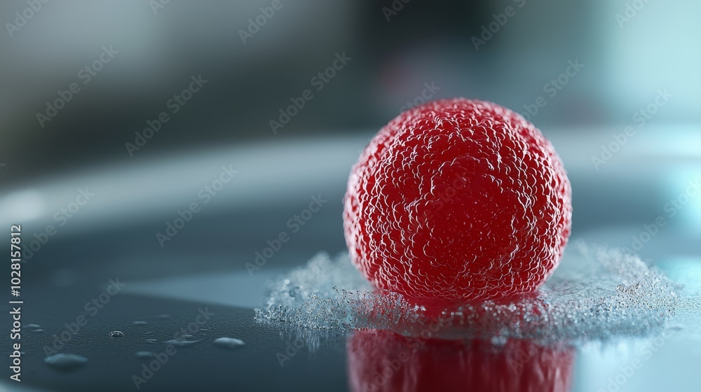 Poster perfectly formed red macro sphere with surface texture