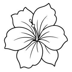 Hibiscus Flower Vector Line Art Design.