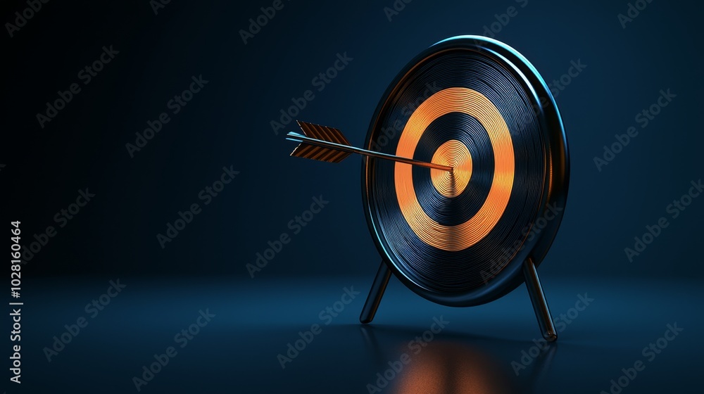 Poster target icon with bullseye in simple design