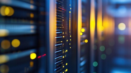 Naklejka premium Server Rack Close Up