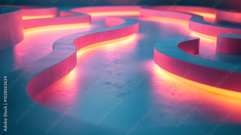 Poster abstract minimalist path with colorful forks