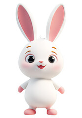Obraz premium Adorable Cartoon Bunny Illustration with Transparent Background for Designs and Overlays
