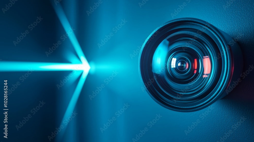 Poster minimalist camera lens with rotating arrow design