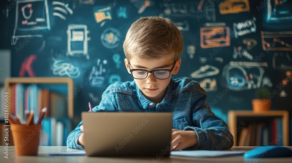 Poster a student using ai-powered digital education tools for personalized learning.