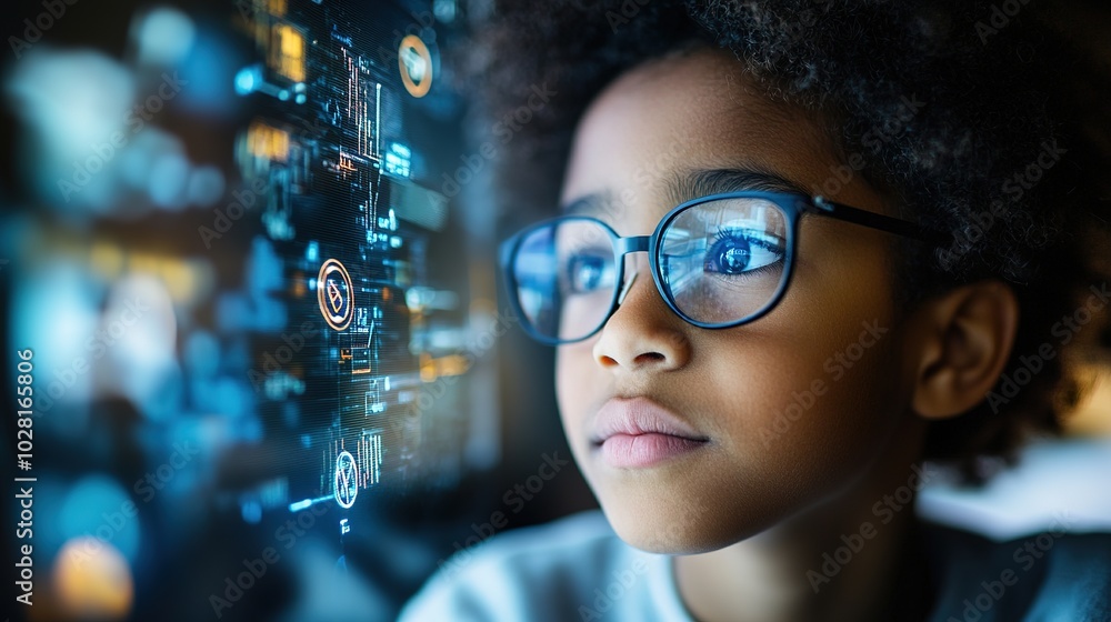 Poster a student using ai-powered digital education tools for personalized learning.