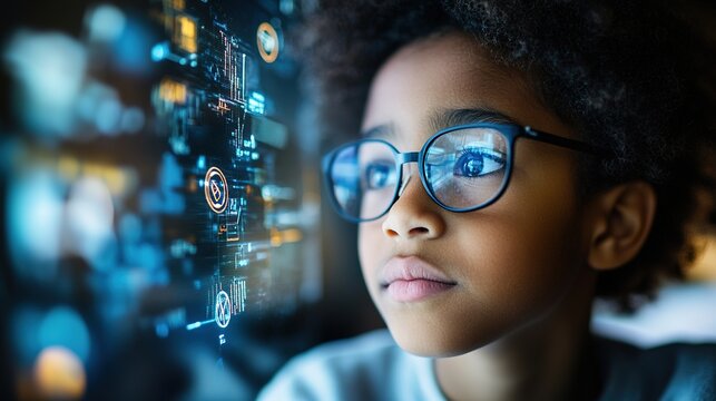 A student using AI-powered digital education tools for personalized learning.
