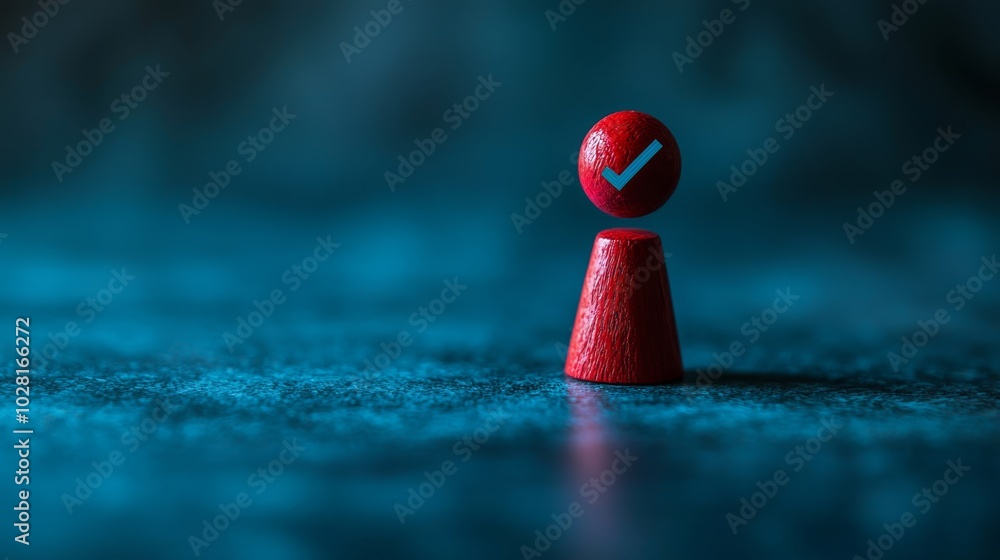 Poster minimalist icon with check mark on dark background