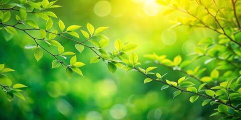 Obraz premium Lush green branches sway gently, capturing nature's tranquility in a long exposure, showcasing vibrant hues and serene moments that invite peace and contemplation.