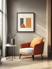 Modern lounge chair in elegant living room.