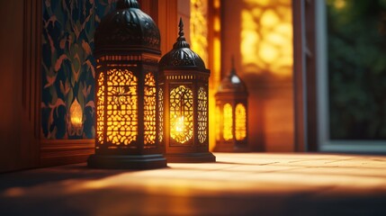Ornate Lanterns Glowing in Warm Light