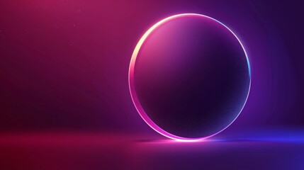 Wallpaper Empty surface illuminated by neon circle glowing with purple background
