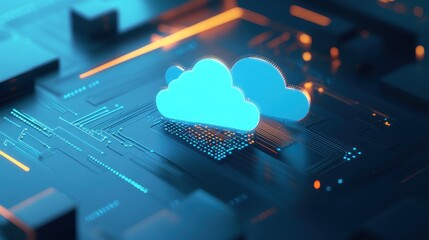 Cloud Computing Symbol on Circuit Board