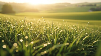 Dewy Grass at Sunrise
