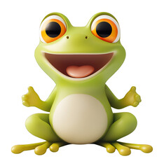 Fototapeta premium Cheerful Cartoon Frog Illustration - Happy Frog Character Design with Transparent Background for Children's Projects and Graphic Designs