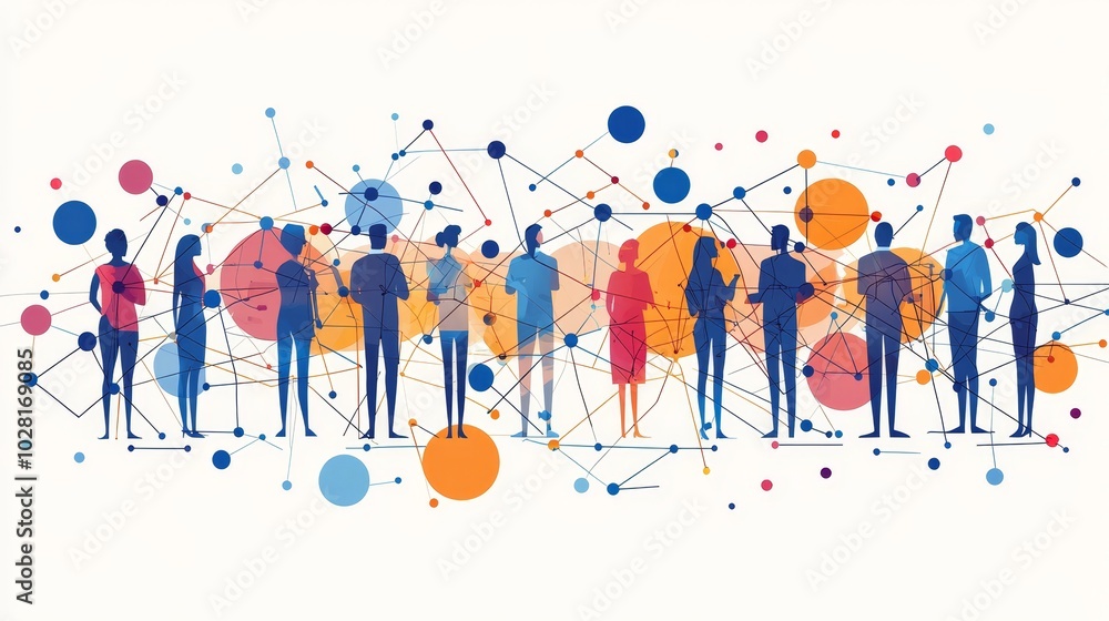 Poster abstract connection of figures in colorful design