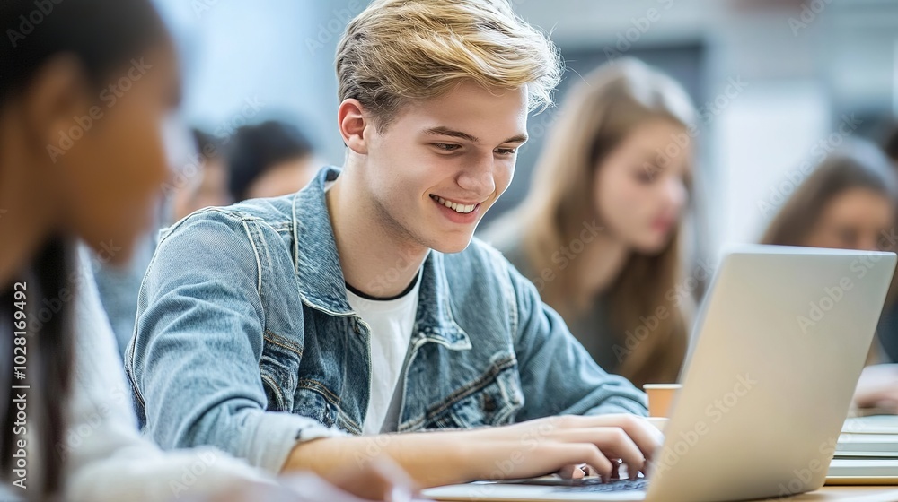 Poster students accessing lessons, quizzes, and grades through a learning management system.