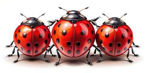 Obraz premium Red Ladybug Isolated on White Background - High-Quality Vector Illustration for Nature, Insects, and Educational Use