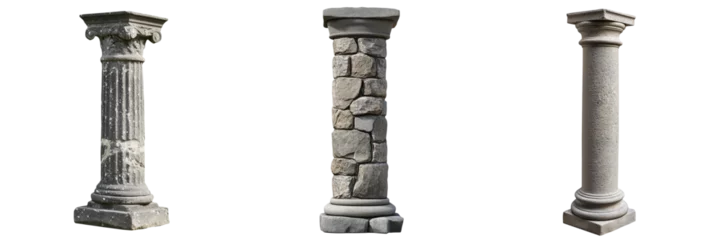 Fotobehang A stone column  isolated on transparent background  © grapiephoto
