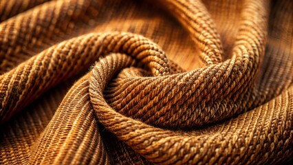 Fototapeta premium Rich brown fabric texture featuring high depth of field, perfect for textiles and design projects. Ideal backdrop for elegant displays and creative endeavors.