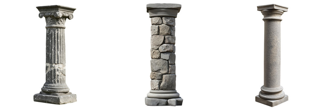 A stone column  isolated on transparent background 