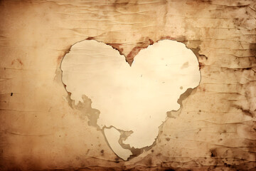 Vintage Red and White Heart-shaped Cutout Hole on Paper, with Rustic Vintage Style, Classic Romantic Design for Cards, Invitations, Posters, Websites, Social Media, Decor