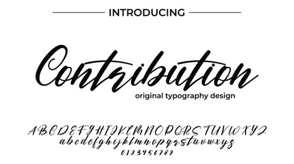 Contribution Font Stylish brush painted an uppercase vector letters, alphabet, typeface
