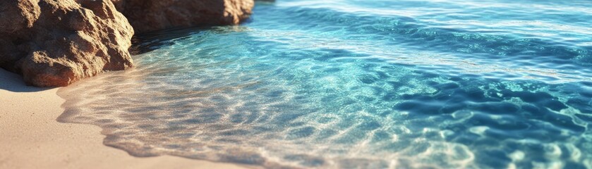 Fototapeta premium Clear Turquoise Water Waves Crashing on Sandy Beach